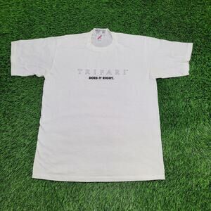 Vintage 80s Jerzees Trifari Shirt Large 21x28 White Spellout